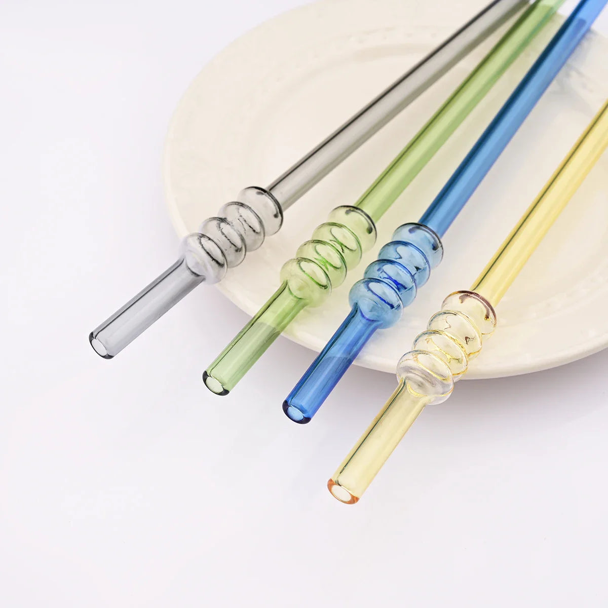 Ice-sugar Gourd Glass Straws Set High Borosilicate Drinking Straw Set with Brush 5pcs