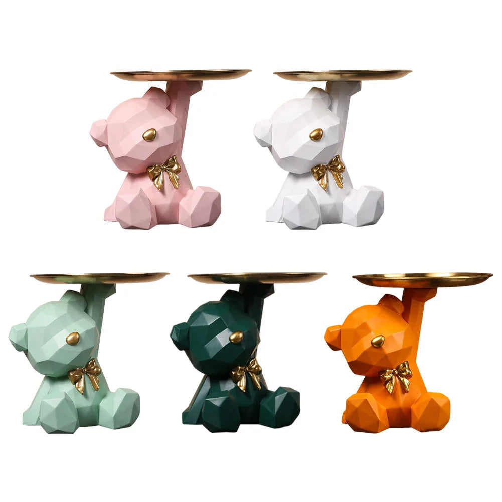 Geometric Bear Key Holder Figurine Entrance