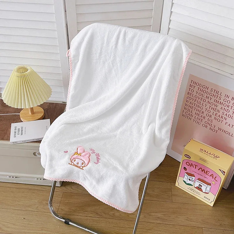 Sanrio Hello-kitty Anime Body Bath Towel Black Beauty Melody Soft Face Hand Microfiber Towel Fitness Sports Spa Bathrobe