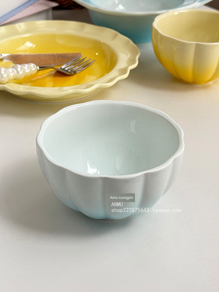 Gradient Lace Underglaze Porcelain Tableware Dish and Bowl Dish