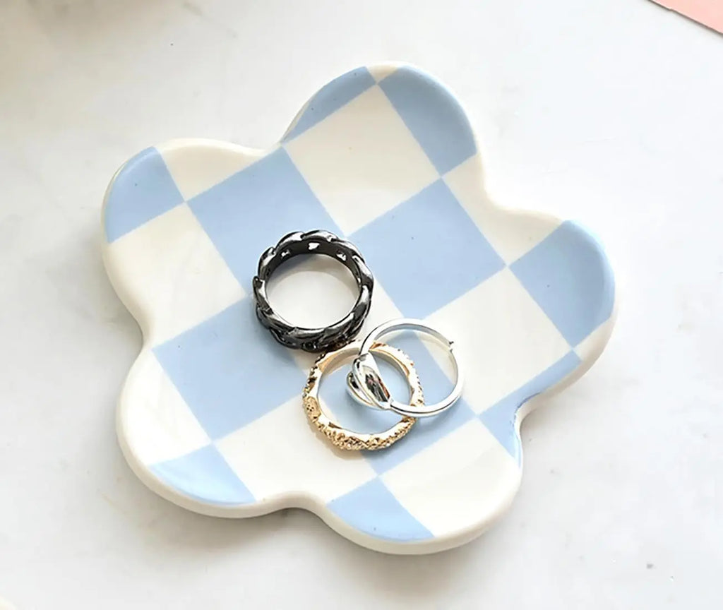 Ceramic Petal Tray, Jewelry Plate Necklace Ring Storage Dish,Jewelry Display Plate Desktop Decor