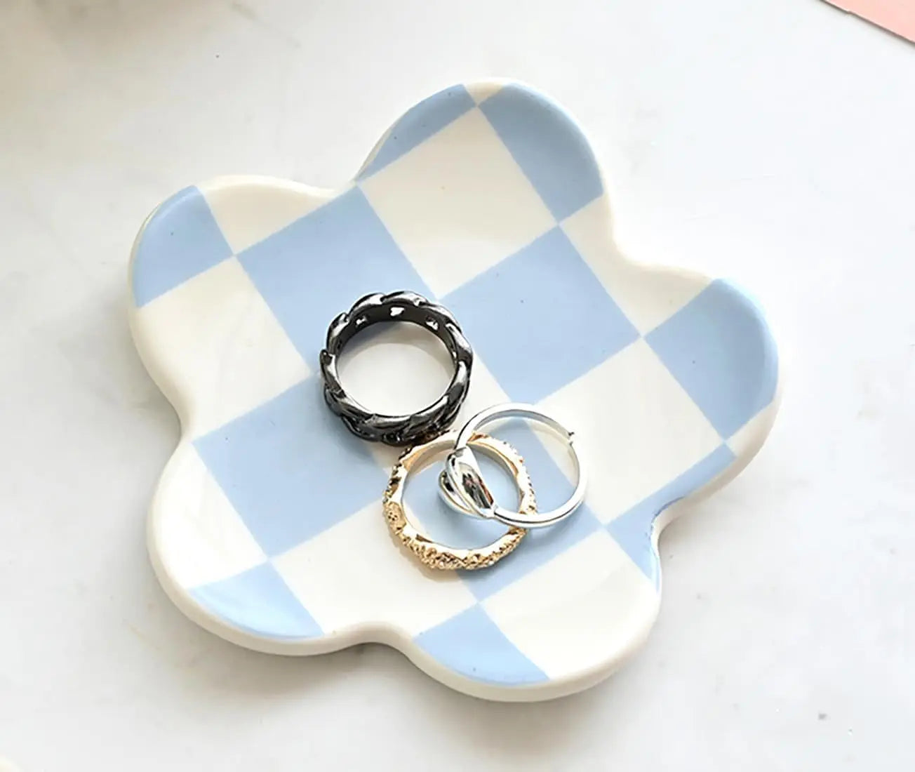 Ceramic Petal Tray, Jewelry Plate Necklace Ring Storage Dish,Jewelry Display Plate Desktop Decor