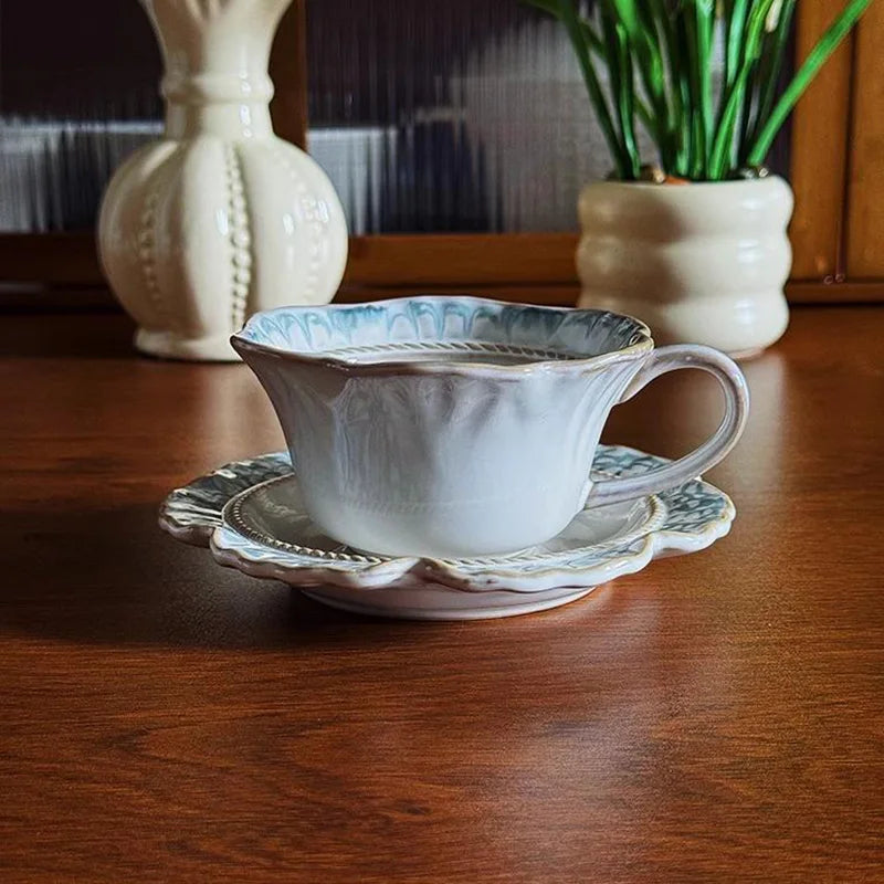 Vintage Ceramic Niche Design Afternoon Teacup with Dessert Plate