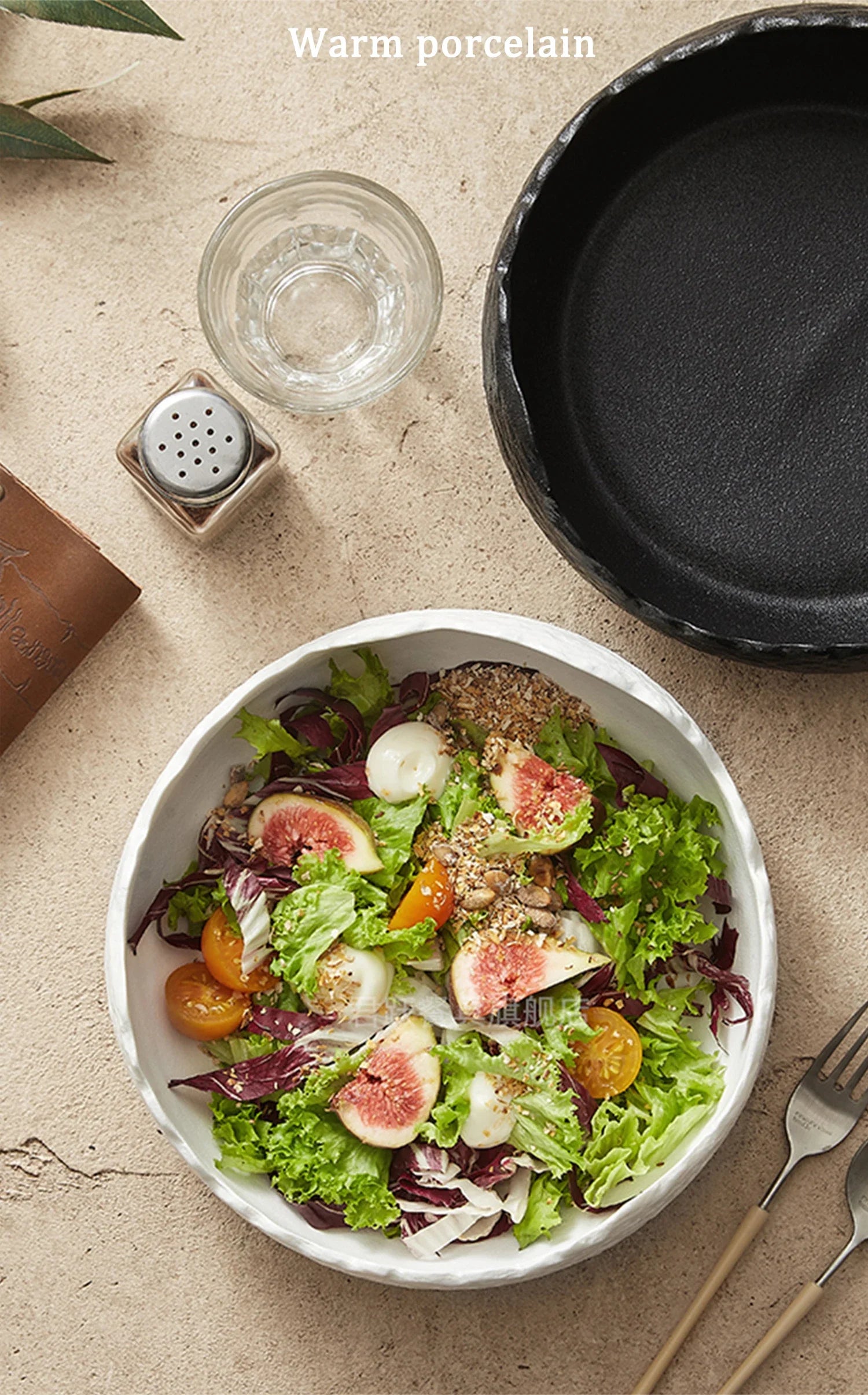 Irregular Ceramic Deep Salad Plate Frosted Cold Dish Plate Fruit Salad Bowl