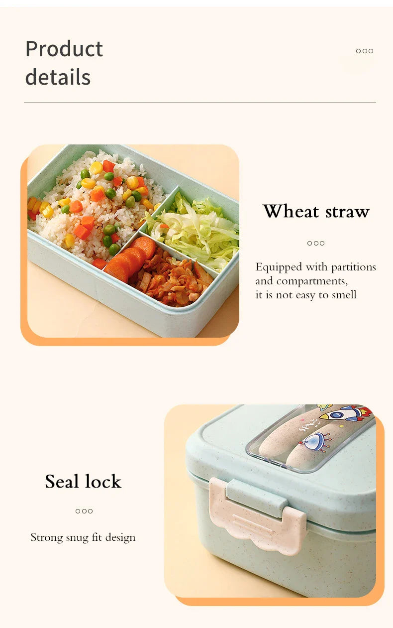 Cute Lunch Box for Kids With Compartments Bento Lunchbox School Child Leakproof