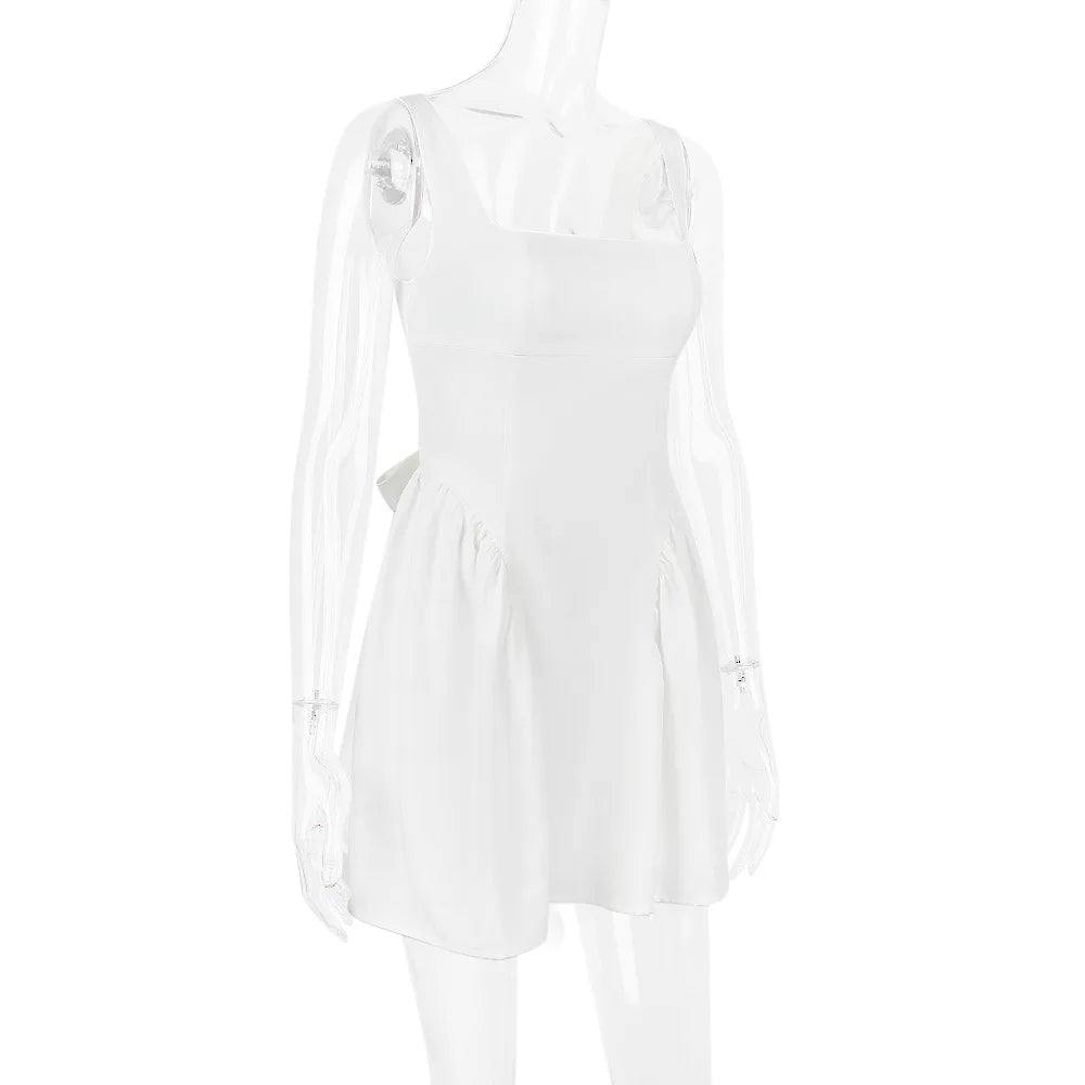 Mini Backless A Line Dress Sexy Big Bow Dress Casual Women Dress