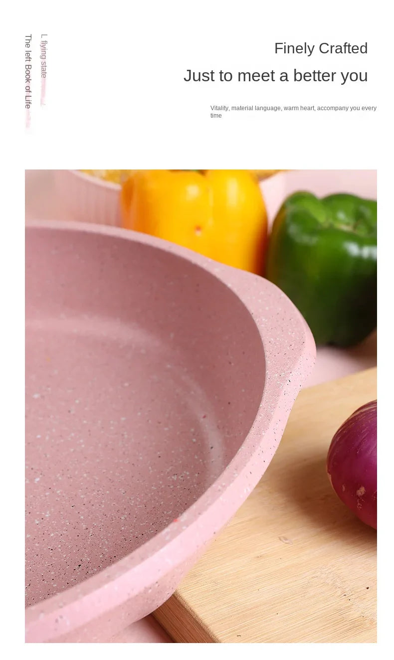 Stone Non-Stick Cooking Pan, Household Saucepan, Induction and Gas Compatible, Healthy Cookware, Stylish Pot