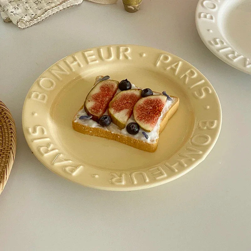 Ceramic Dessert Plate with Letter, Fruit Salad Plates, Afternoon Tea Cake Dishes