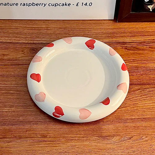 Love Ceramic Plate Bowl 8-inch Beautiful Spoon Small Fresh Dining Plate Three Piece