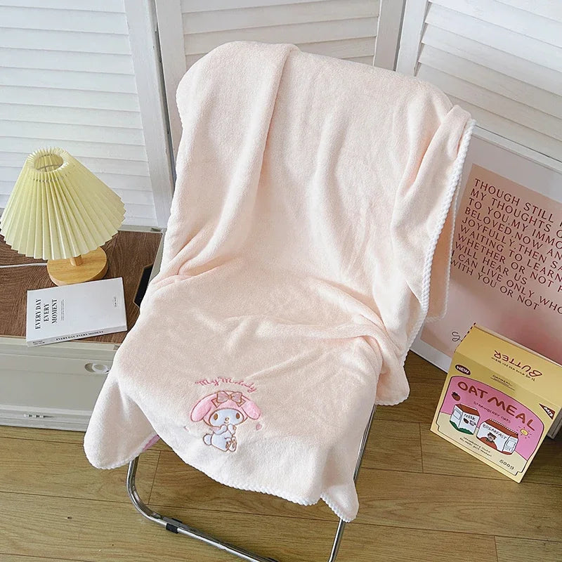 Sanrio Hellokitty Anime Body Bath Towel Pink Beauty Melody Soft face hand Microfiber Towel Fitness Sports Spa Bathrobe