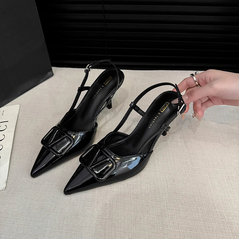 Luxury Brand Design High Heels Women's Stiletto Pointed Toe Strap Buckle Ladies Party Banquet High Heel Sandals