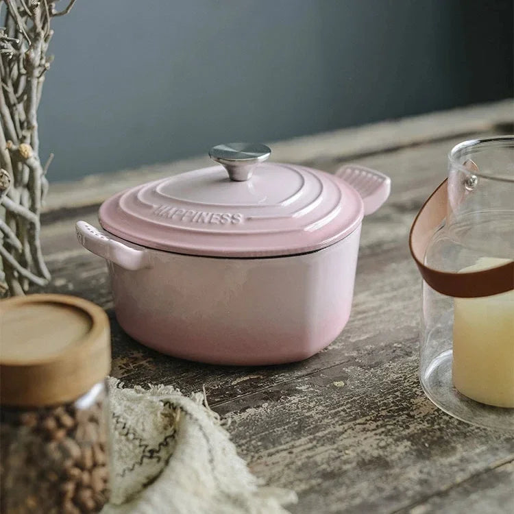 Pink Saucepan Enamel Pot Non-Stick Pot Heart-shaped Cookware Cast Iron Pot Kitchen Accessories Cooking Tools