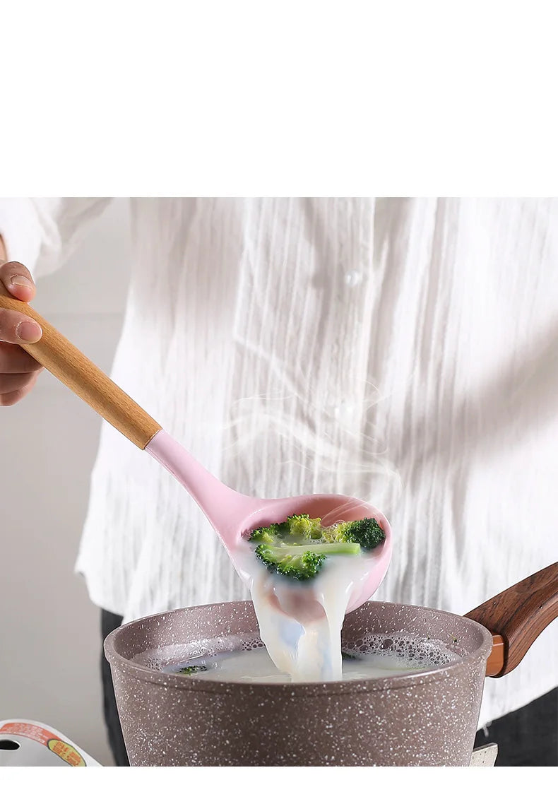 Food Grade Silicone Kitchenware Cooking Tools Cookware Set High Temperature Spatula Spoon Anti-scald Kitchen Tools