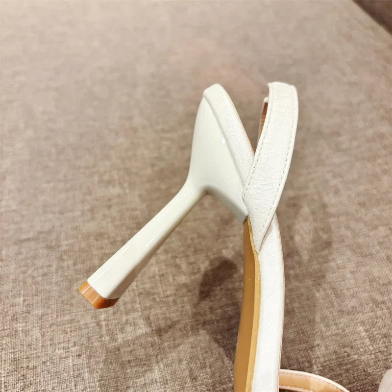 Fashion Silk Rose Flowers Pointed Open Toe Back Strap Women High Heels