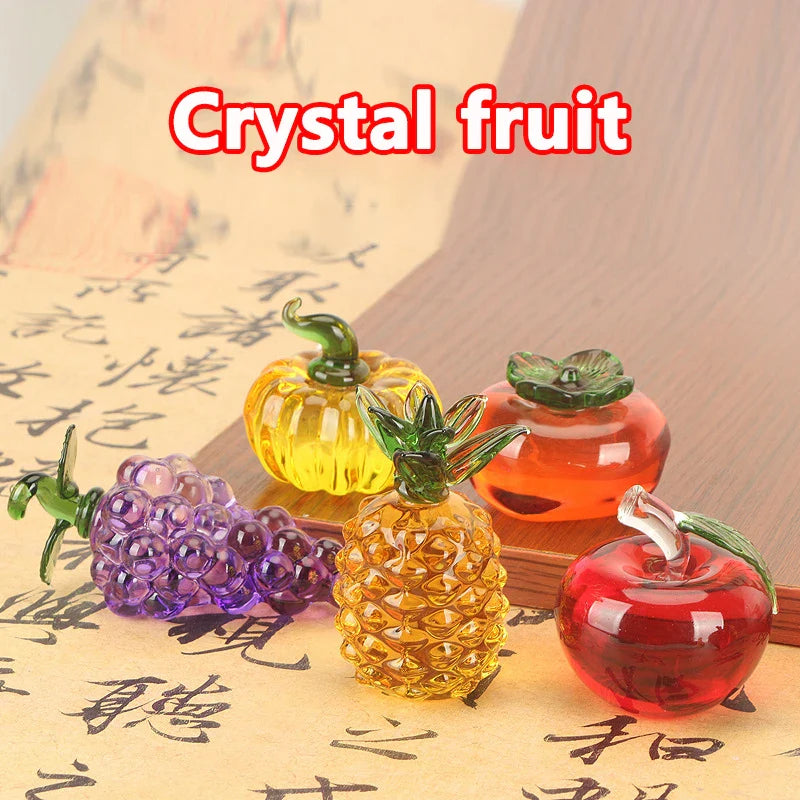 Crystal Fruit Decor - Peach, Grape, Apple, And Persimmon Ornaments