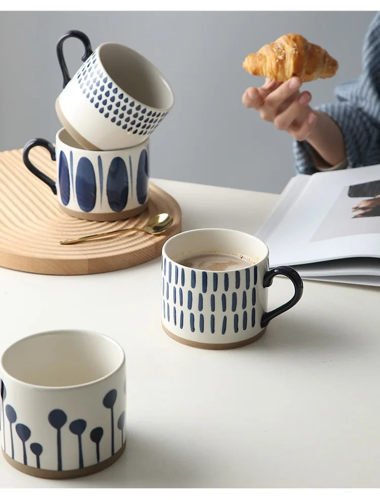 Japanese Coarse Color Ceramic Water Cup Hand Painted Teacup Coffee Underglaze Mug