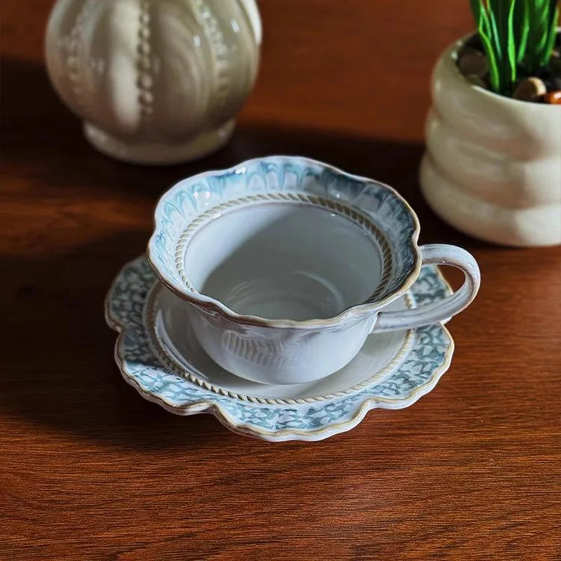 Vintage Ceramic Niche Design Afternoon Teacup with Dessert Plate