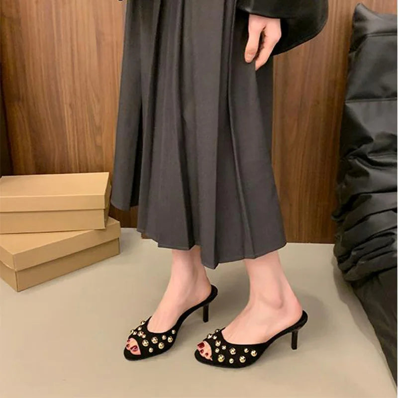 Luxury Brand Wear Elegant Versatile Women's High Heel Sandals Stiletto Slippers