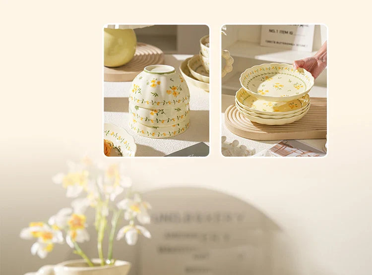 Porcelain Plate French Style Floral  Tableware