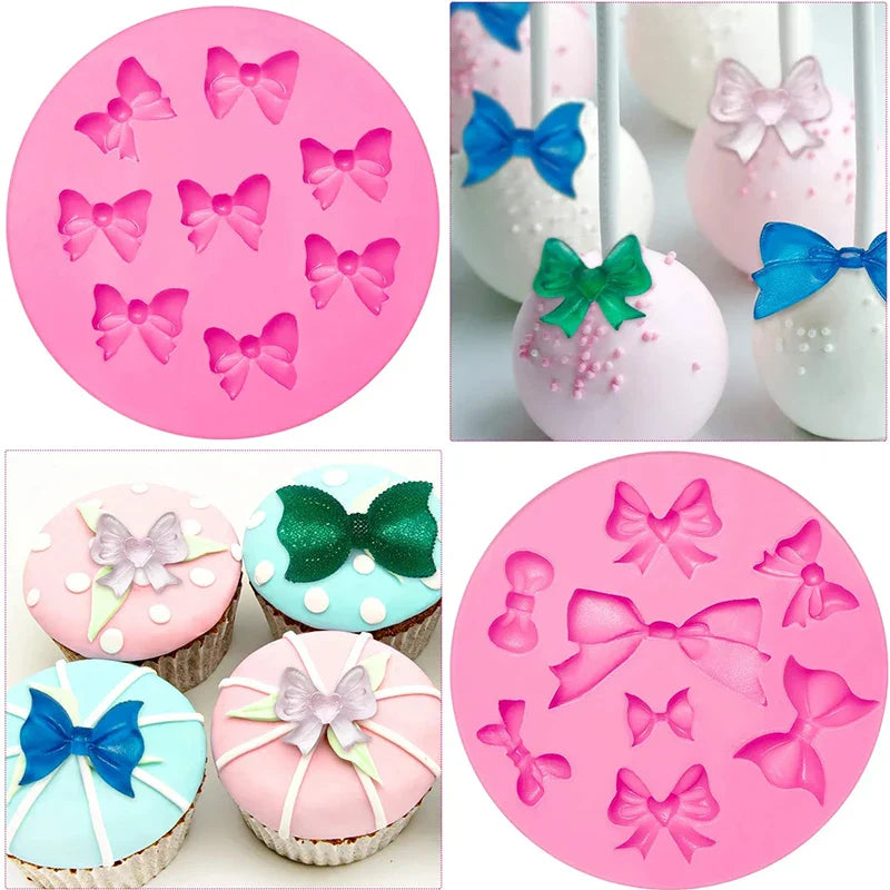 Mini Bows Silicone Fondant Molds Bowknot Candy Chocolate Cake Pop Topper Decorating Tools Kitchen