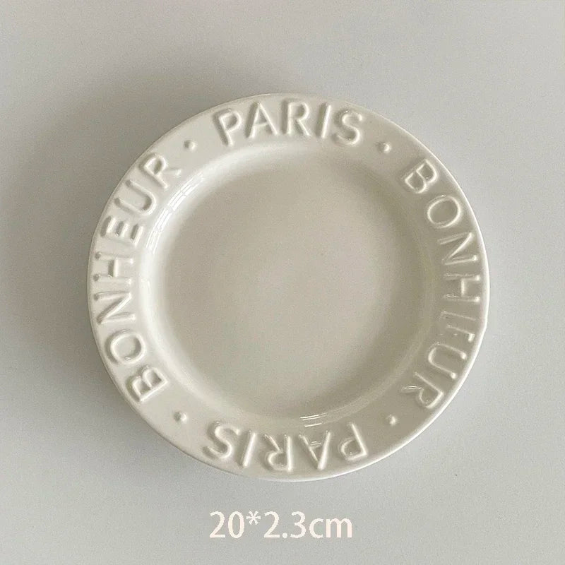 Ceramic Dessert Plate with Letter, Fruit Salad Plates, Afternoon Tea Cake Dishes