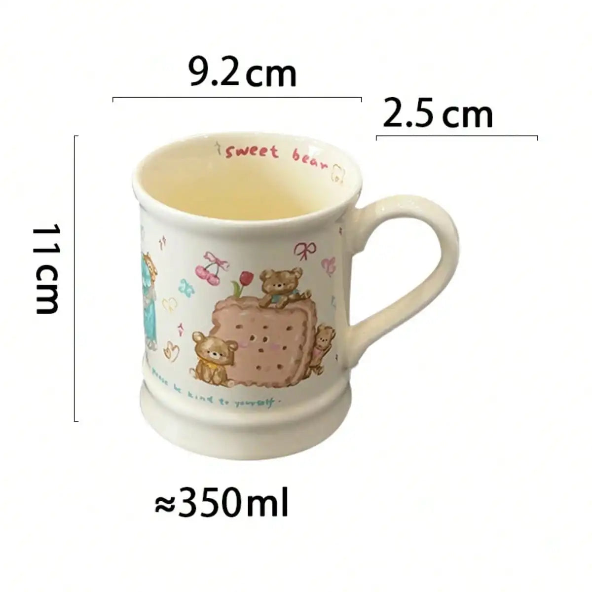 Little Bear Biscuits Ceramic Mug Cute Hand-drawn Cream Style Tea/Coffee Cup