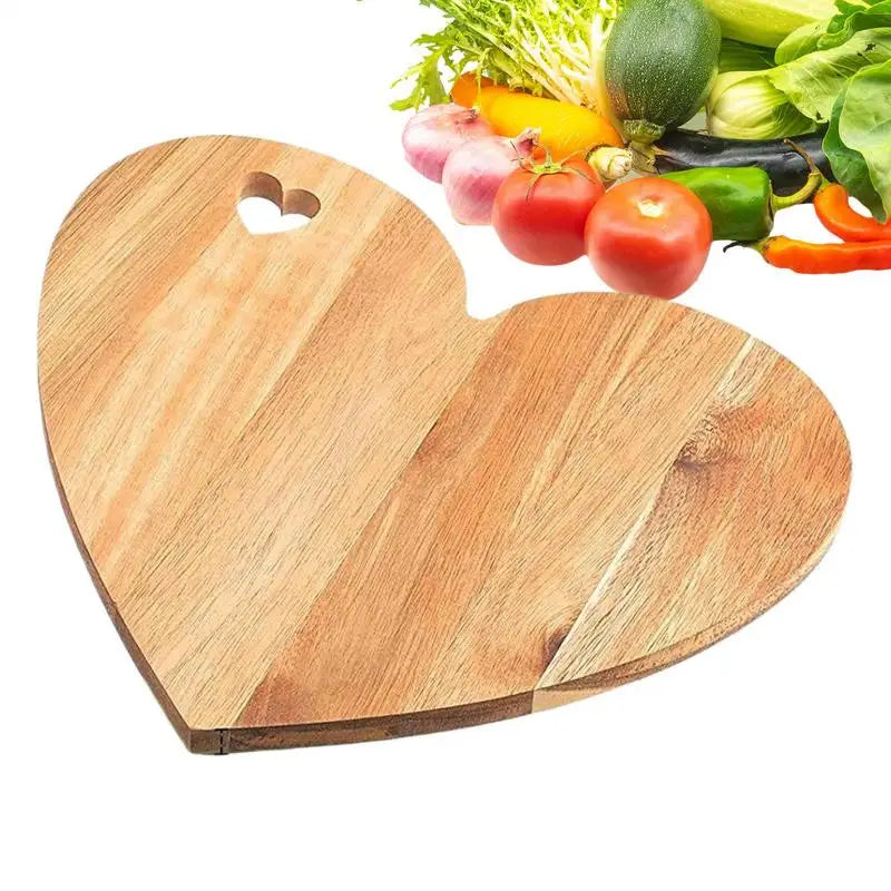 Wooden Cutting Boards for Kitchen Heart Shaped - Double Sided Portable Fruit Meat Chopping Charcuterie Serving Boards