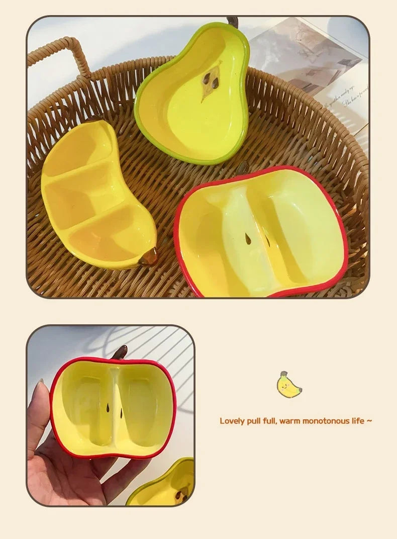 Cute Ceramic Dish Plates Fun Fruit Shape Snack Plate - Serving Small Plate