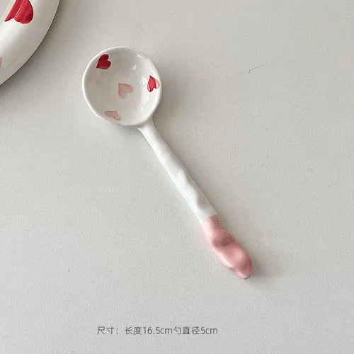 Love Ceramic Plate Bowl 8-inch Beautiful Spoon Small Fresh Dining Plate Three Piece