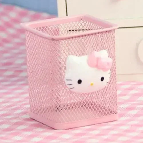 Hello Kitty Sanrio Animation Peripheral Cartoon Children's Pen Holder Creative Kawaii Desktop Storage Box Ornaments
