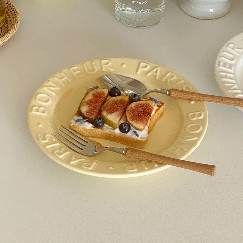 Ceramic Dessert Plate with Letter, Fruit Salad Plates, Afternoon Tea Cake Dishes
