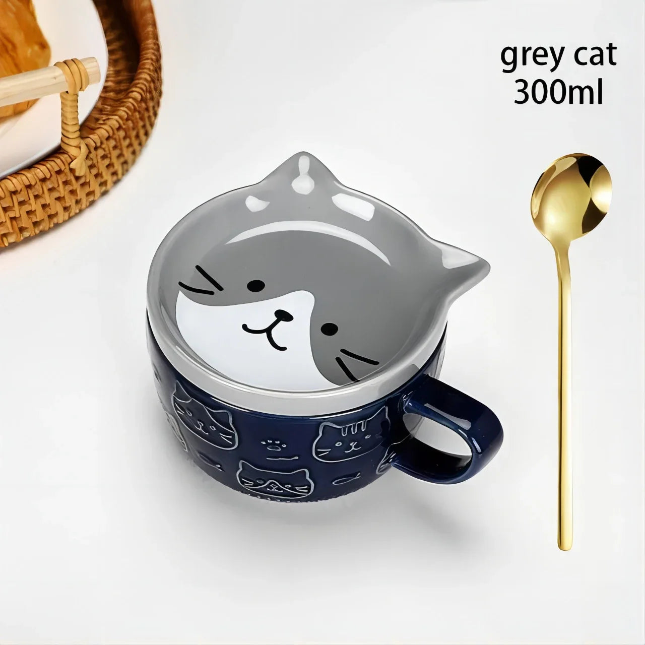 Cartoon Animal Ceramic Cup with Lid Mug Porcelain Home Kitchenware