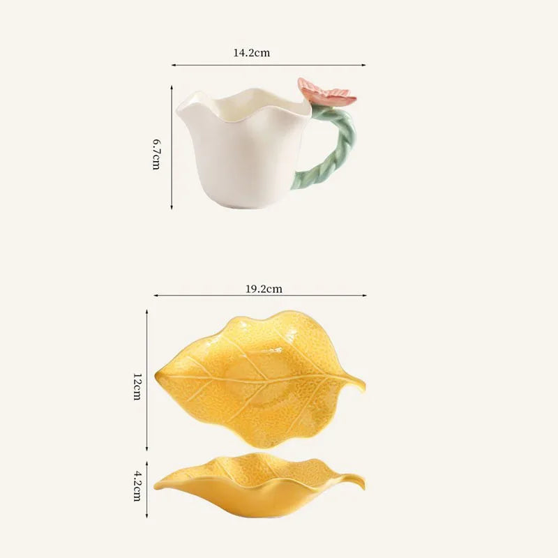 Exquisite Butterfly Floral Shape  Afternoon Tea Flower Mug