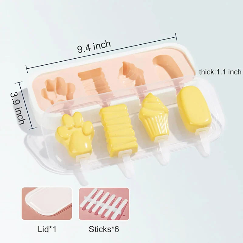 Popsicles Molds Cute Shapes Silicone Mini Popsicle Molds BPA Free Reusable Ice Cream Mold Popsicle Maker Homemade Set