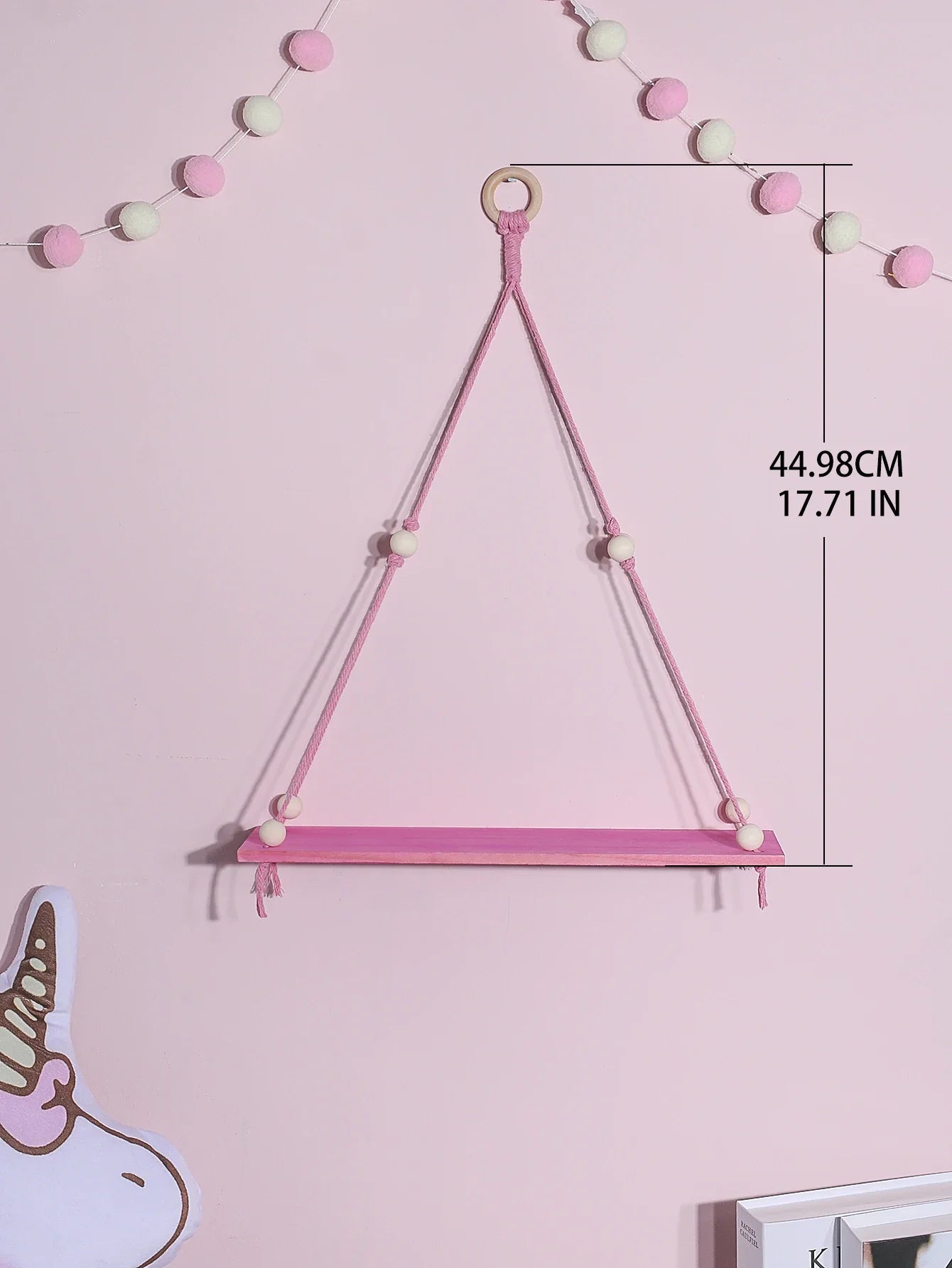 Pink/Green Wooden Shelf Hanging Decor Display Stand Wall Decor Floating Shelf