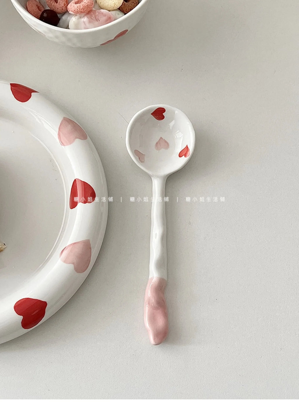 Love Ceramic Plate Bowl 8-inch Beautiful Spoon Small Fresh Dining Plate Three Piece