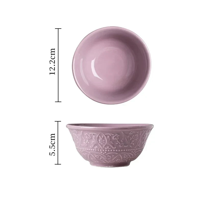 Purple Ceramic Plate Retro French Style Exquisite Dining Plates Home High End Tableware