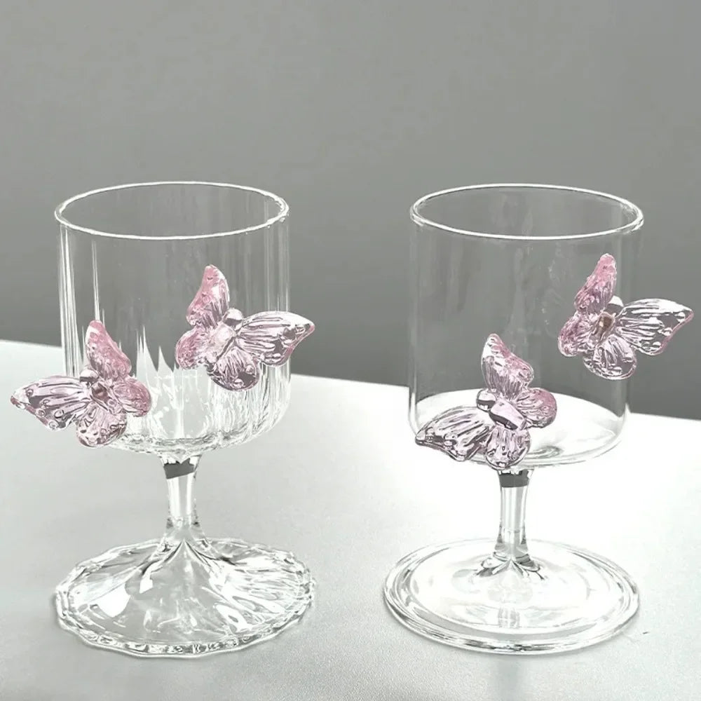 Original High Legged Glass Cup Butterfly Glassware Aesthetic Cup