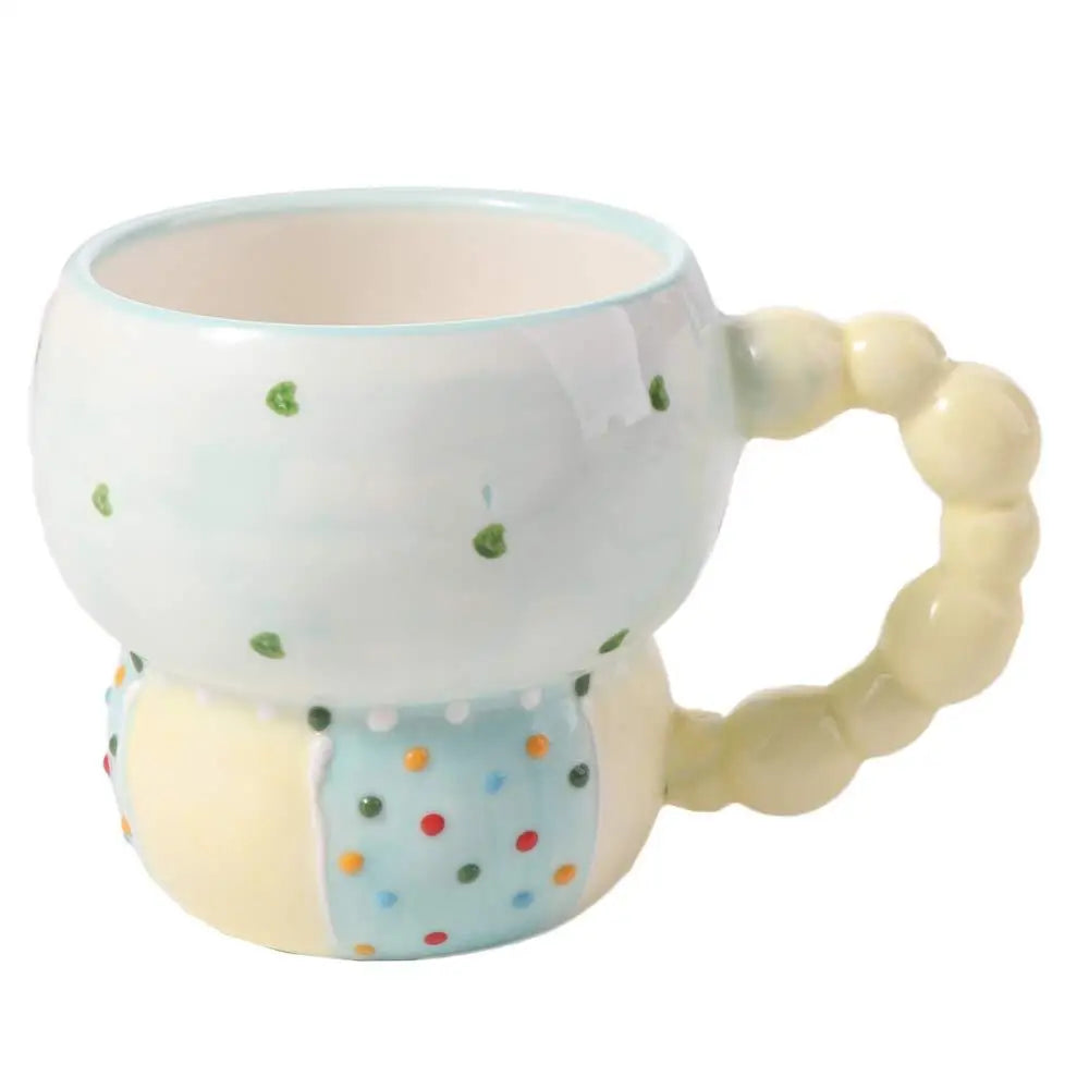 Cute Ceramic Breakfast Cup Hand Painted Large Capacity Floral Pattern Cup
