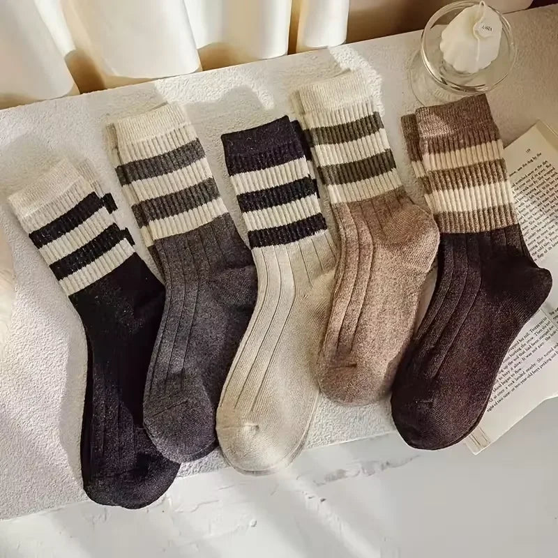 Pairs Lot Socks for Women Ruffle Middle Tube Ankle Short Breathable Black White Set Spring Autumn