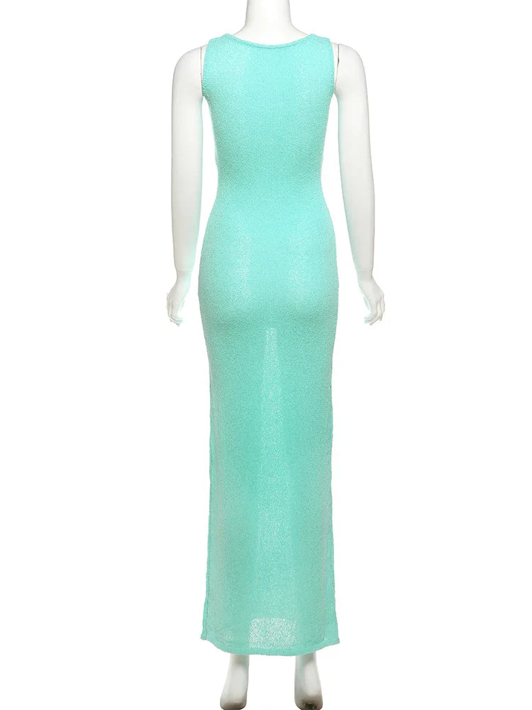 Knit Midi Pink Sweet Tanks Slim Dress