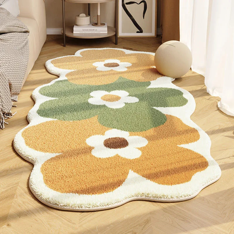 Irregular Flower Bedside Non-slip Super Absorbent Cashmere Carpet
