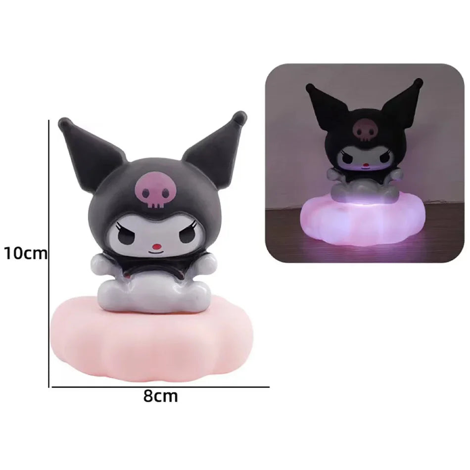 Kawaii Sanrios Night Light Enamel Cloud Cartoon Kuromi Cinnamoroll Pochacco Small Table Light Illuminating Decoration