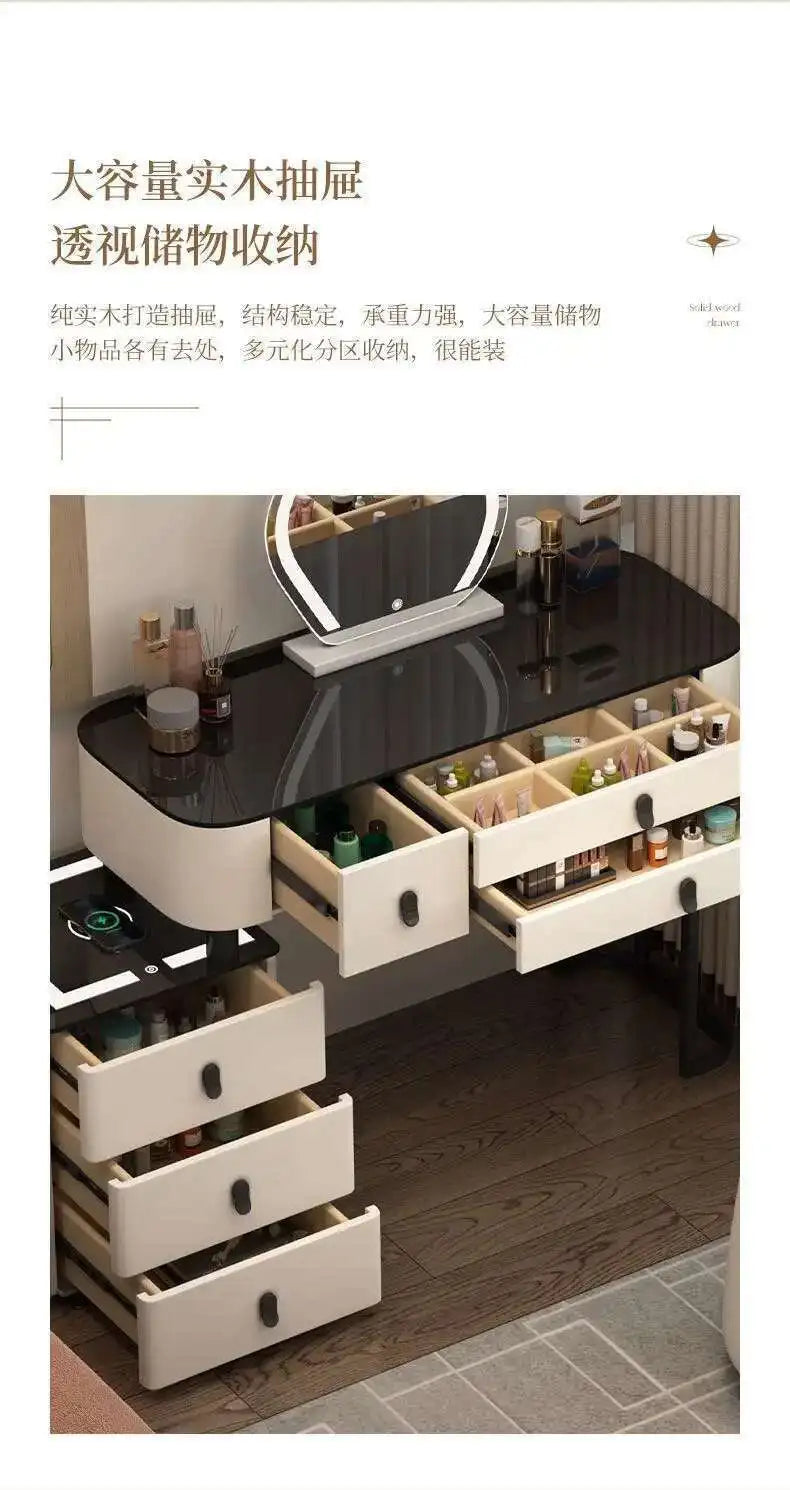 Luxury Shelf Cosmetics Makeup Dressing Table Bedroom Storage Drawers Vanity Table Modern