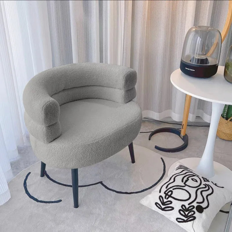 Modern Accent Chair, Single Couch Chair Lazy Sofa Accent Chair, Curved Design Backrest Lambswool Fabric
