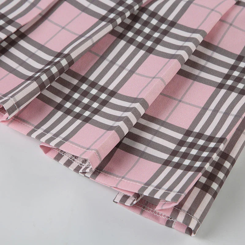 Cute  Preppy Style Chic Plaid Skirt - Buttons Cute Pleated Bottoms for Women Fashion Kawaii Mini Skirts