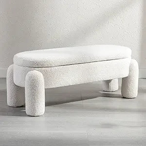 Modern Storage Ottoman Bench, Velvet Upholstered Storage Bench End of Bed Stool for Bedroom Living Room Entryway, 44.75" Width,