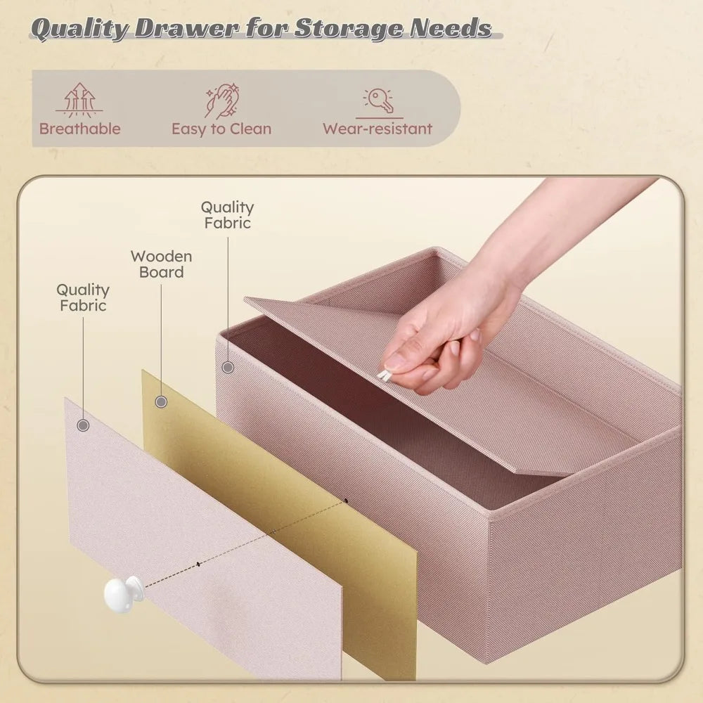 Pink Dresser for Bedroom with Wheels & 40"* 23" Wide Wooden Top,Dresser & Chests of Drawers