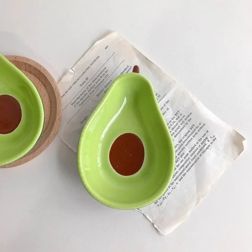 Creative Avocado Shaped Ceramic Dish Fruit Salad Plate Dessert Bowl