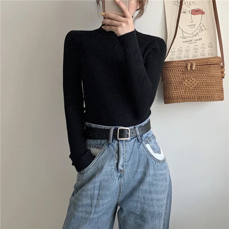 Women Fall Turtleneck Sweater Knitted Soft Pullovers Cashmere Jumpers Basic Soft Sweaters For Women Autumn Winter